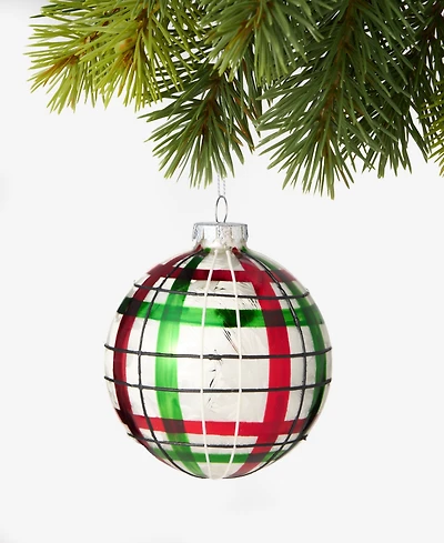 Holiday Lane Cozy Cabin Plaid Ball Ornament, Macy's Exclusive