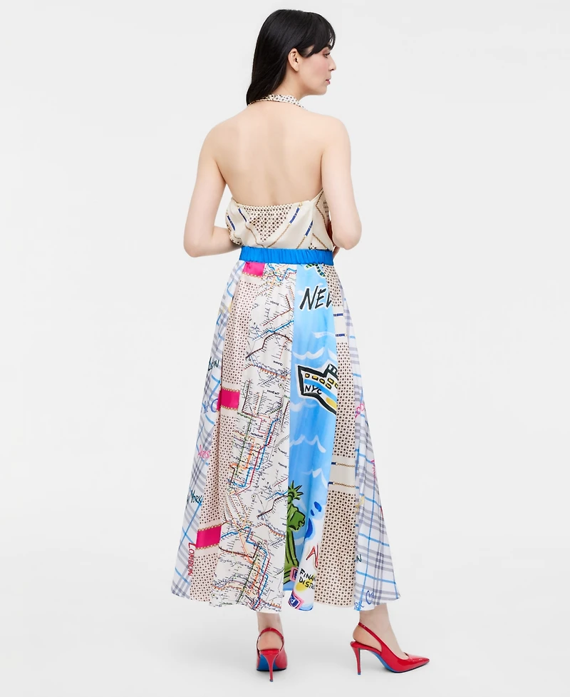 Women's Spliced-Print Maxi Skirt- Molly Rogers Capsule Collection