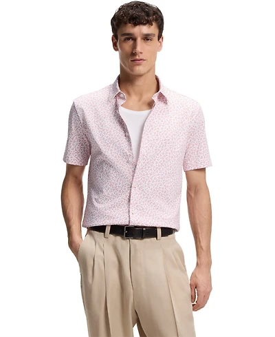 Boss by Hugo Men's Printed Cotton-Blend Jersey Slim-Fit Shirt