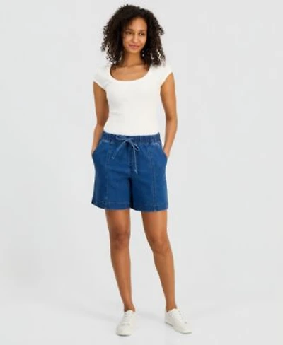 Style Co Womens Denim High Rise Pull On Shorts Macys Exclusive