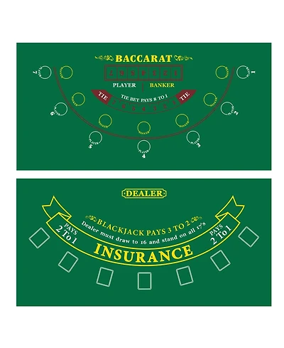 Gse Games & Sports Expert Las Vegas Style Casino Black Jack and Roulette Layout Mat with Instructions Strategy Chart