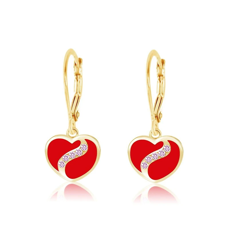 Chanteur Girls 18K Gold Plated Heart Hypoallergenic Earrings with Sterling Silver Leverbacks