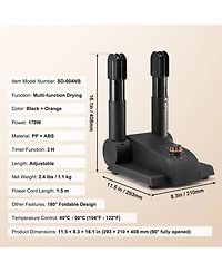 Ecooso 180° Foldable 2-Tube Shoe Dryer with Timer, Portable Boot Dryer with Heat Blower, V0 Flame-Retardant Pp