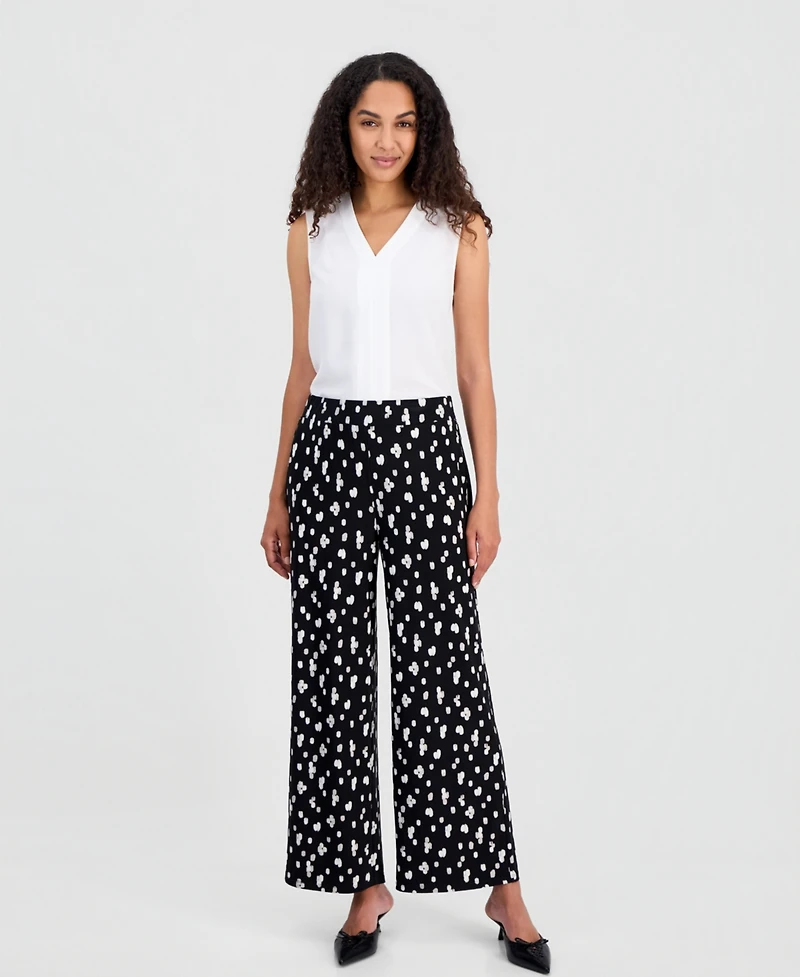 Kasper Women's Printed Wide-Leg Pants