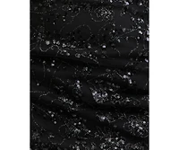 City Studios Juniors' Glitter Sequin Drop-Waist Corset Top Sheer Skirt Gown
