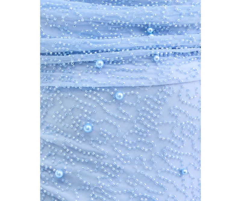 B Darlin Juniors' Cowl-Neck Beaded Sleeveless Gown