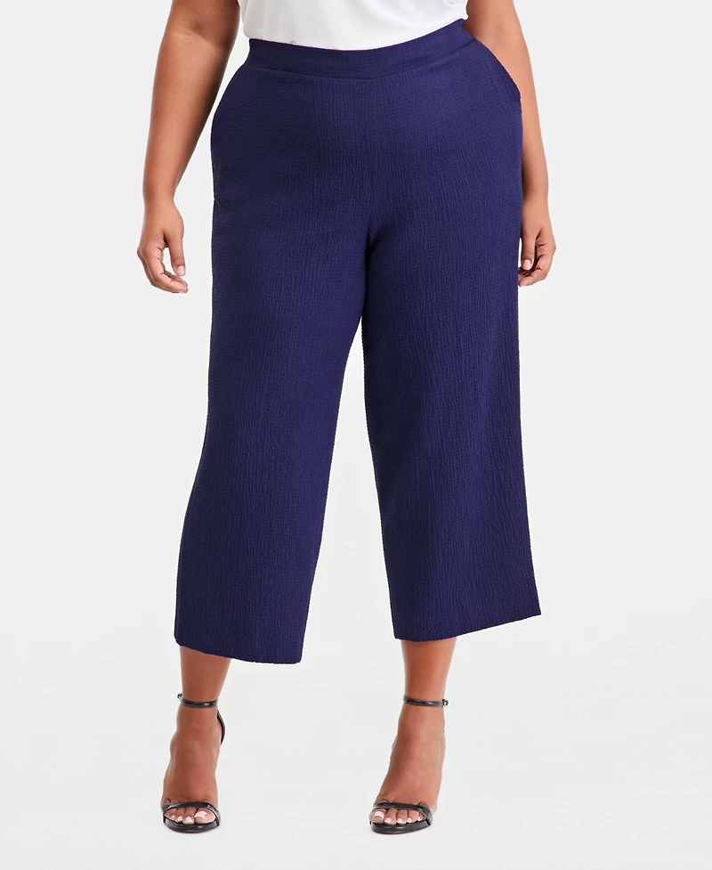 Anne Klein Essentials Plus Pull-On Crop Straight-Leg Pants