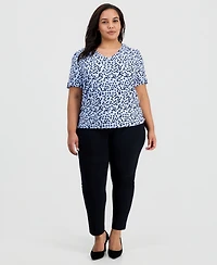 Anne Klein Essentials Plus V-Neck Ruffled-Cuff Blouse