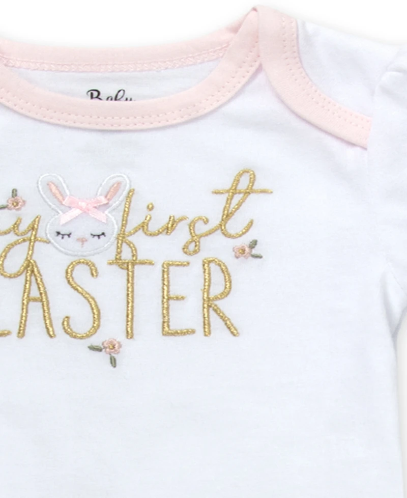 Baby Essentials Girls' Short-Sleeve Bodysuit and Skirt, 4-Piece Set