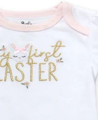 Baby Essentials Girls' Short-Sleeve Bodysuit and Skirt, 4-Piece Set