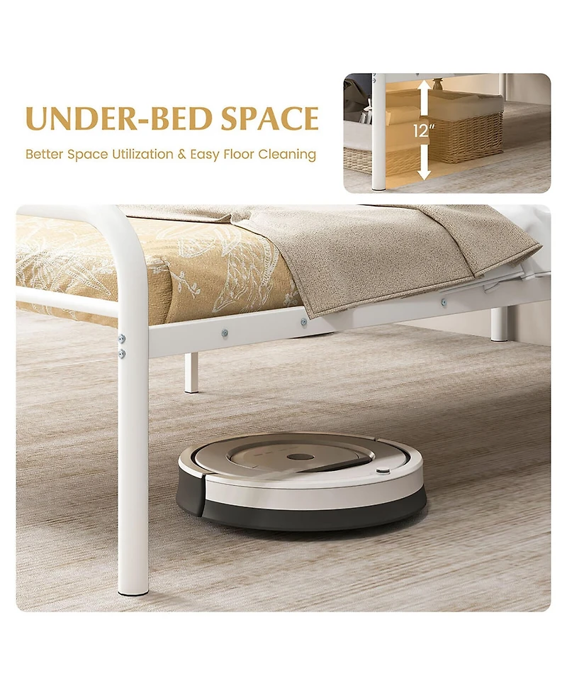 Gymax 12-Inch Twin Bed Frame Modern Metal Platform Bed w/ Headboard & Footboard