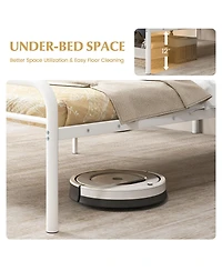 Gymax 12-Inch Twin Bed Frame Modern Metal Platform Bed w/ Headboard & Footboard