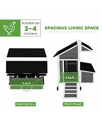 PawHut 43" Chicken Coop with Wheels, Chicken Tractor for 2-4 Hens, Rabbits