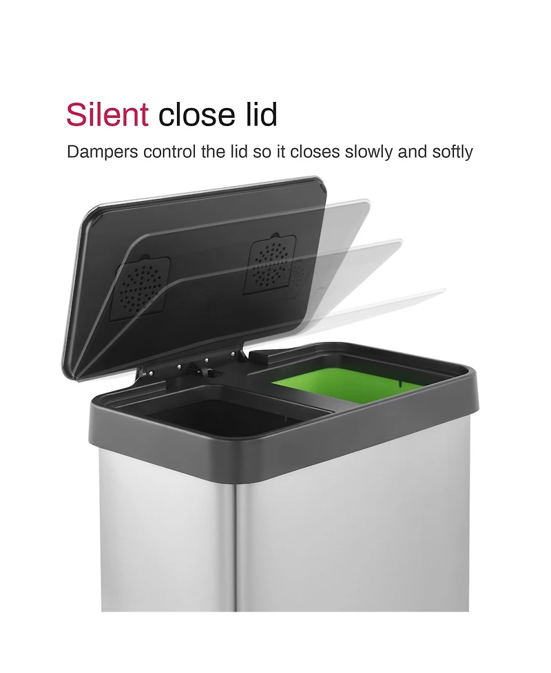 10.6 gallon rectangular step-on recycling trash can with two 20 liter compartments