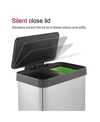 10.6 gallon rectangular step-on recycling trash can with two 20 liter compartments