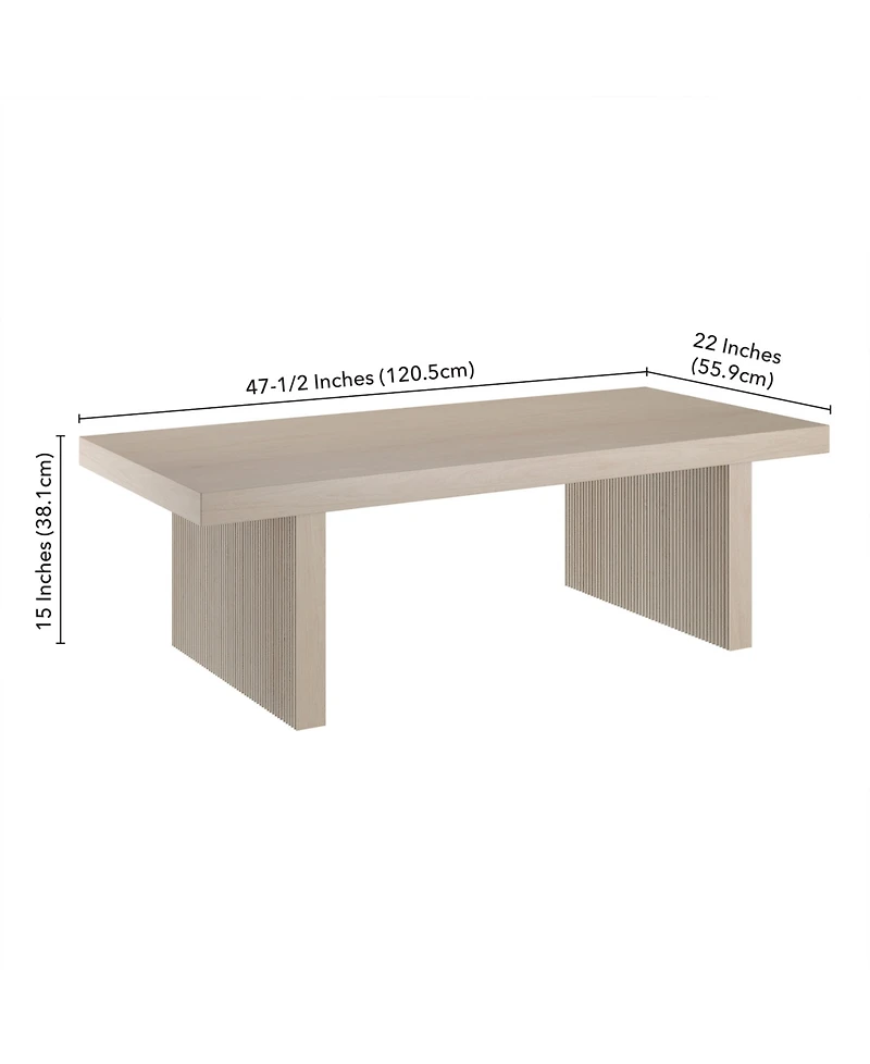 Hudson & Canal Soren 48" Wide Rectangular Fluted Coffee Table