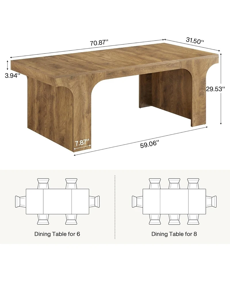 Tribesigns Large Dining Table for 6-8 People, 70.9" Long Wooden Kitchen Dinner Table
