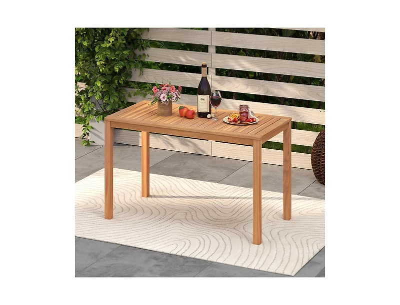 Slickblue Patio Acacia Wood Dining Table with Slatted Tabletop, Seats 4–6 People