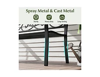 Slickblue Outdoor 50 Inch Patio Bench with Floral Design Back and Slats