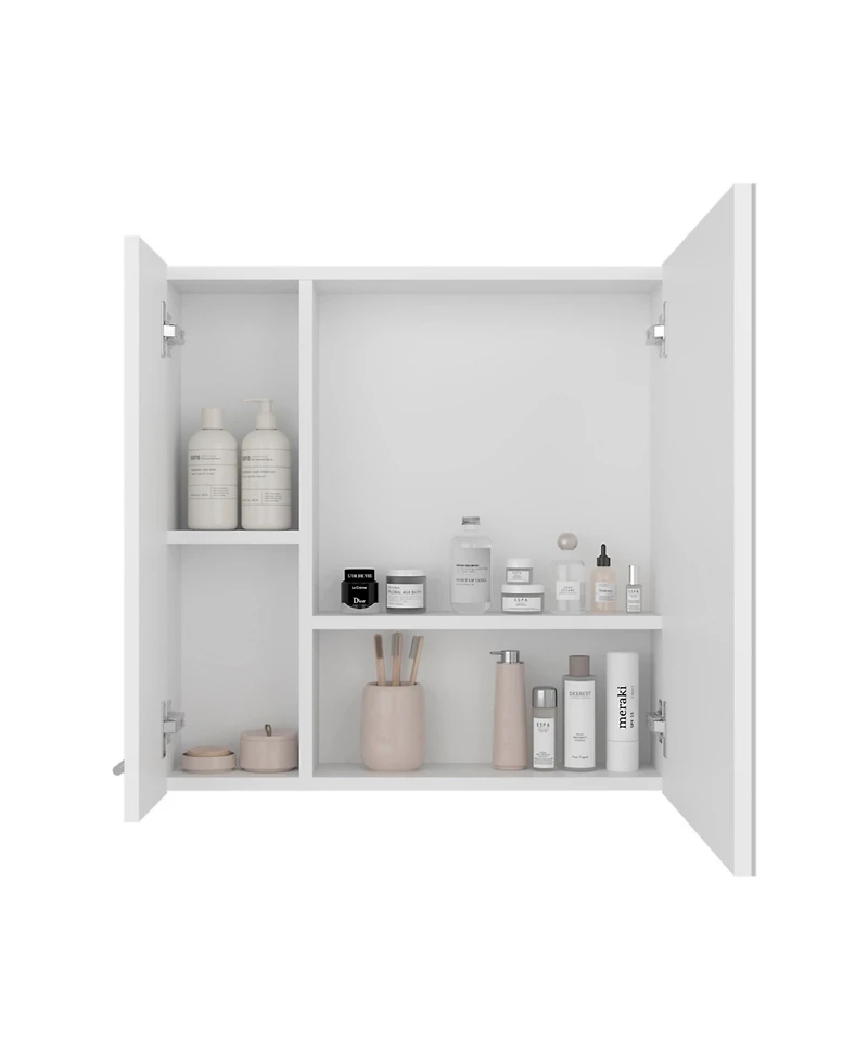 Fm Furniture Kenya Medicine Cabinet, Mirror, Double Door, Four Interior Shelves