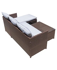 3PC Outdoor Patio Sofa Set Rattan Wicker Deck Couch Garden Furniture