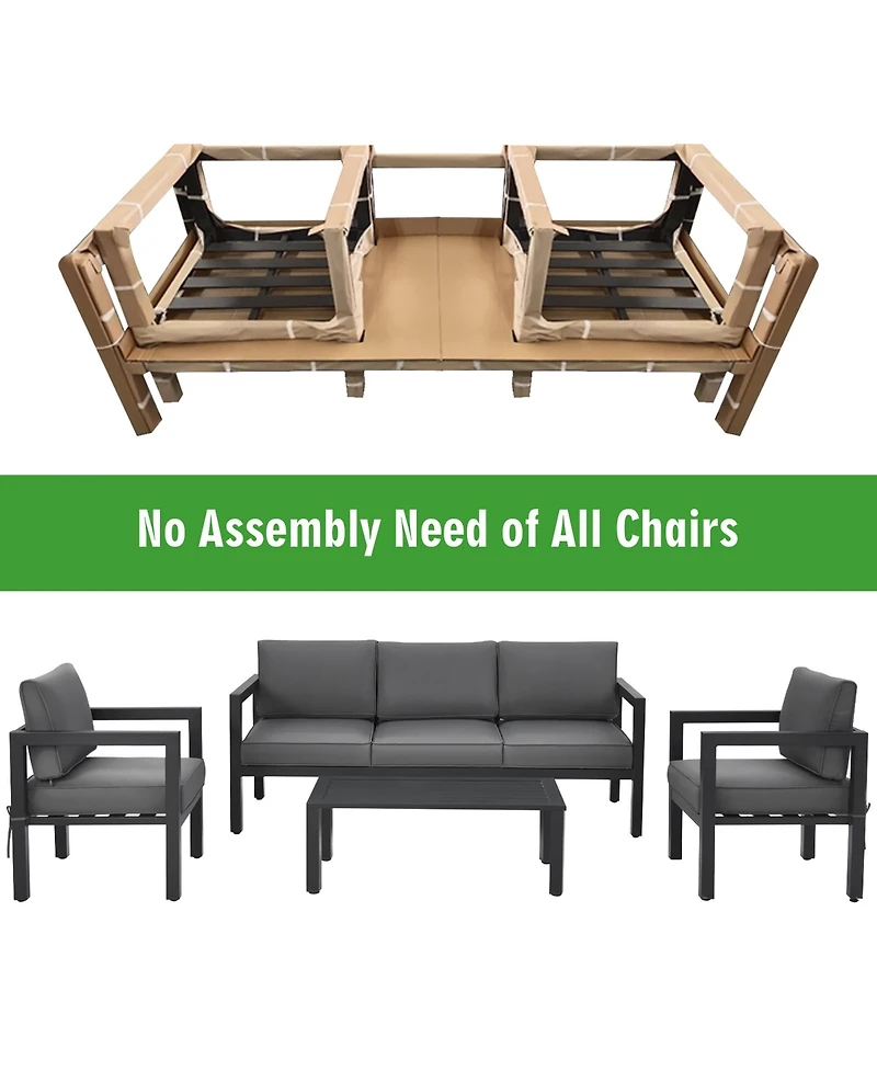 4-Piece Outdoor Patio Furniture Set Sectional Sofa Set Coffee Table