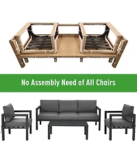 4-Piece Outdoor Patio Furniture Set Sectional Sofa Set Coffee Table