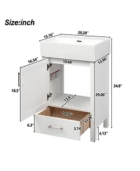 Sillysis 20" Modern Bathroom Vanity with Ceramic Sink, Solid Wood Frame & Drawer for Small Spaces