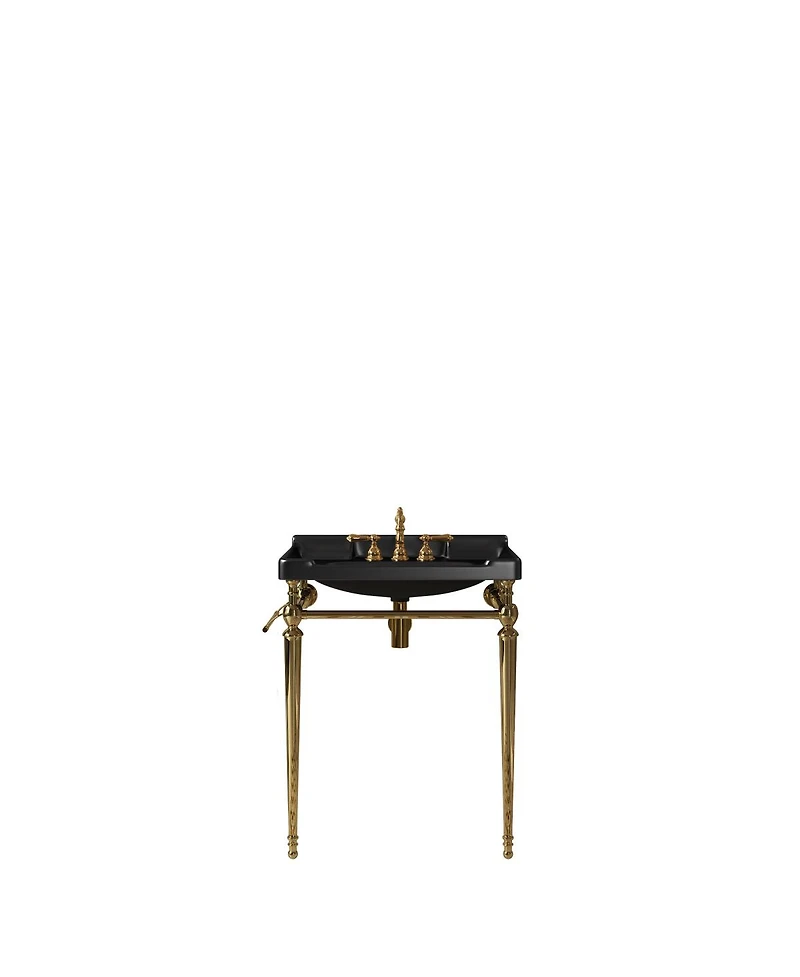 Sillysis Bathroom Console Sink with Ceramic Vanity, Wall Mounted Basin & Stainless Steel Legs, Towel Bar Included