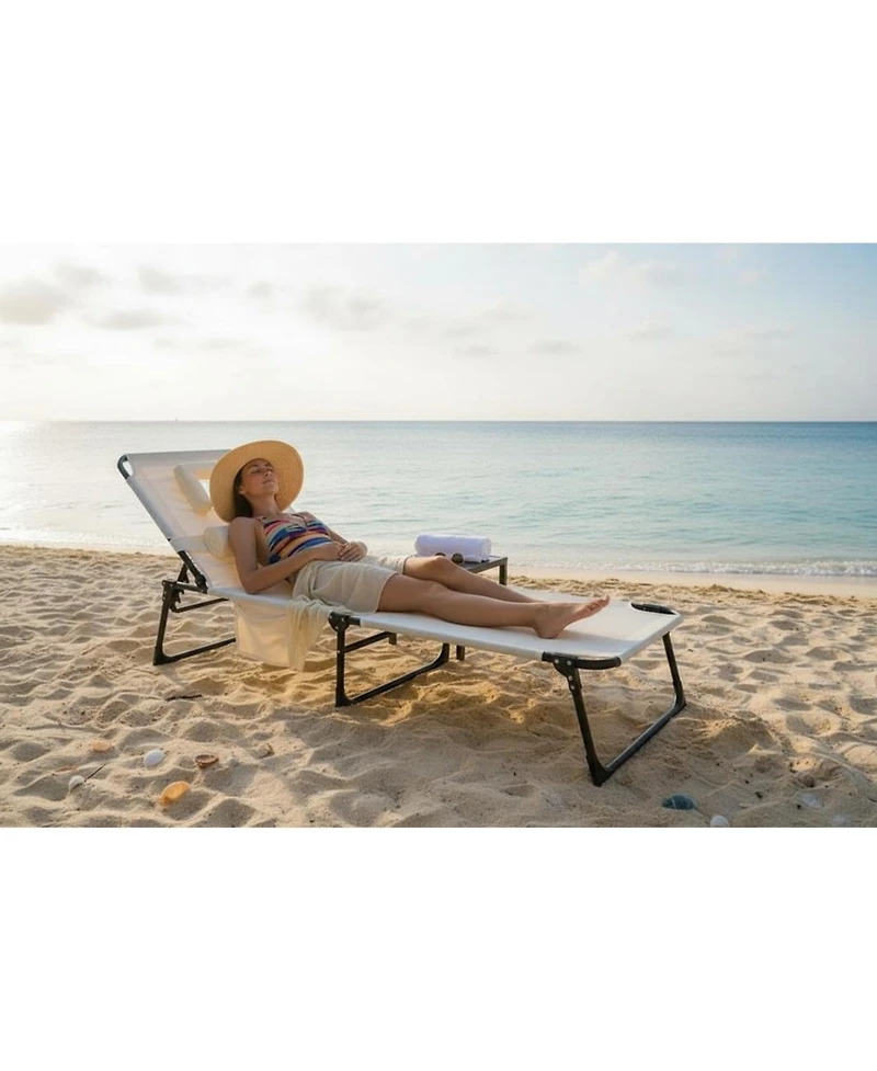 gaomon Tanning Chair with Face Hole Folding Beach Lounge Chair,5-Position Adjustable Backrest