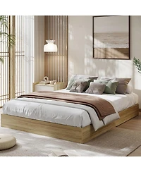 gaomon Wood Platform Bed Frame with Wooden Slat Support- No Box Spring Needed- Easy Assembly- Durable Burlywood Finish