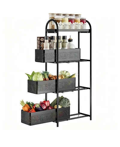 Yigii Slim Storage Cart with Pull-Out Baskets for Narrow Spaces - Kitchen, Bathroom, Laundry