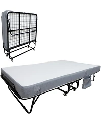 gaomon Folding Bed with Mattress, 75" x 31" Folded Bed with 5" Memory Foam Mattress and Sturdy Metal Frame, Rollaway Guest Beds on Whee