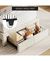 gaomon Twin Size Upholstered Platform Bed with Storage Drawer and Bookcase Headboard- Easy Assembly- Noise-Free- No Box Spring Needed