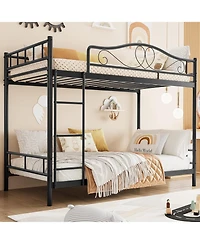 gaomon Twin Over Twin Metal Bunk Bed with Ladder Guardrails Heavy Duty 400 Lbs, No Box Spring Easy Assembly