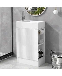 Sillysis Bathroom Vanity with Sink, Mdf Storage Cabinet, Two-Tier Shelf & Left or Right Orientation for Small Bathrooms