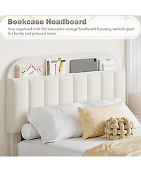 gaomon Twin-xl Boucle Upholstered Platform 2 Storage Drawers Bookcase Headboard Noise-Free Easy Assembly No Box Spring