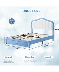 gaomon Full Led Upholstered Bed Frame Storage Drawer Velvet Platform No Box Spring Wooden Slats Easy Assembly