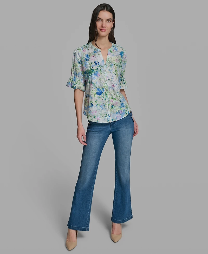 Karl Lagerfeld Paris Petite Short-Sleeve Blouse