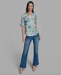 Karl Lagerfeld Paris Petite Short-Sleeve Blouse