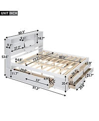 Streamdale Furniture Platform Bed with Storage Headboard and 8 Drawers