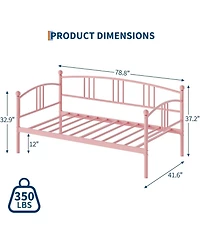 gaomon Daybed, Metal Sofa Bed Frame with Steel Slat Support for Living Room, Bedroom and Guest Room.