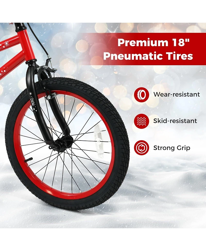 Mecale 18 Inch Kids Bike Adjustable with Christmas Music & Flag for Aged 4-8 Years Old