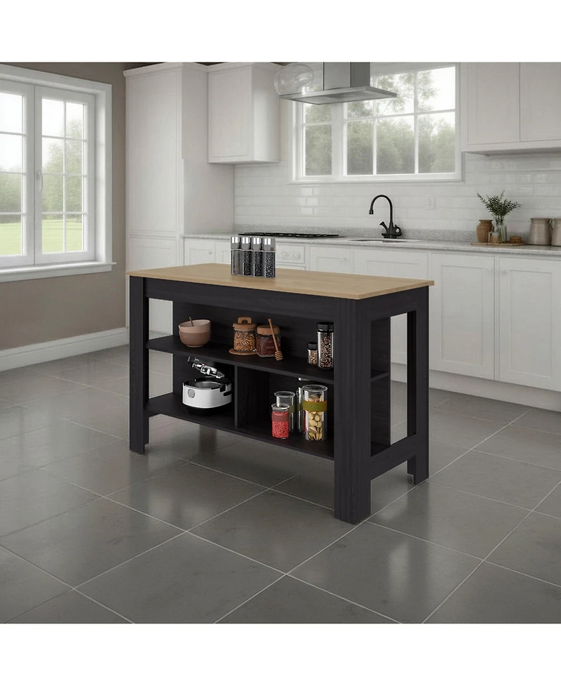 Fm Furniture Aiken Broom Cabinet with Storage Shelves and Broom Hangers, Wengue