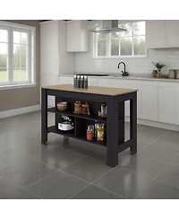 Fm Furniture Aiken Broom Cabinet with Storage Shelves and Broom Hangers, Wengue