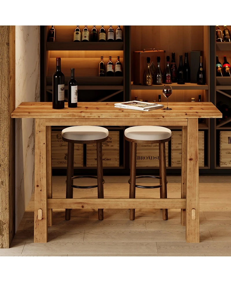 Tribesigns 63" Solid Wood Bar Table, Tall Pub Table for 4-6 People, Kitchen Counter Height Table for Dining & Home Bar