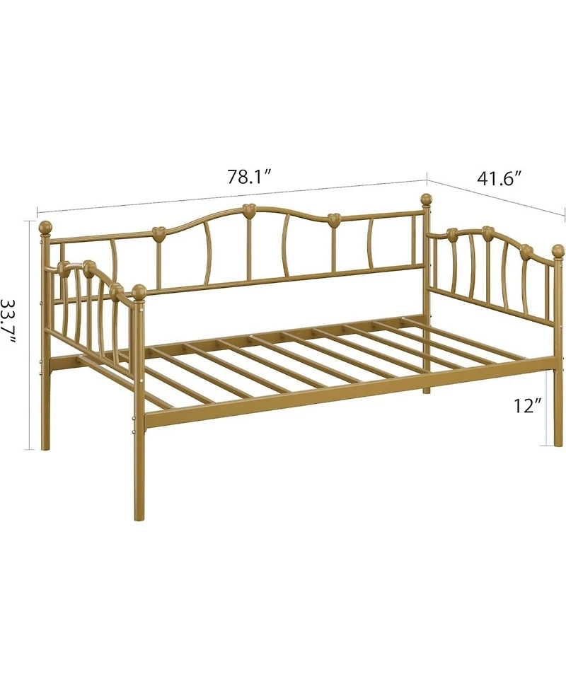 gaomon Twin Daybed Frame Metal Platform Sofa Bed Headboard Storage No Box Spring Heavy Duty Steel Slats