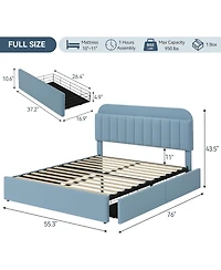 gaomon Bed Frame Storage Headboard 2 Drawers Boucle Upholstered Platform Bookcase Easy Assembly No Box Spring.