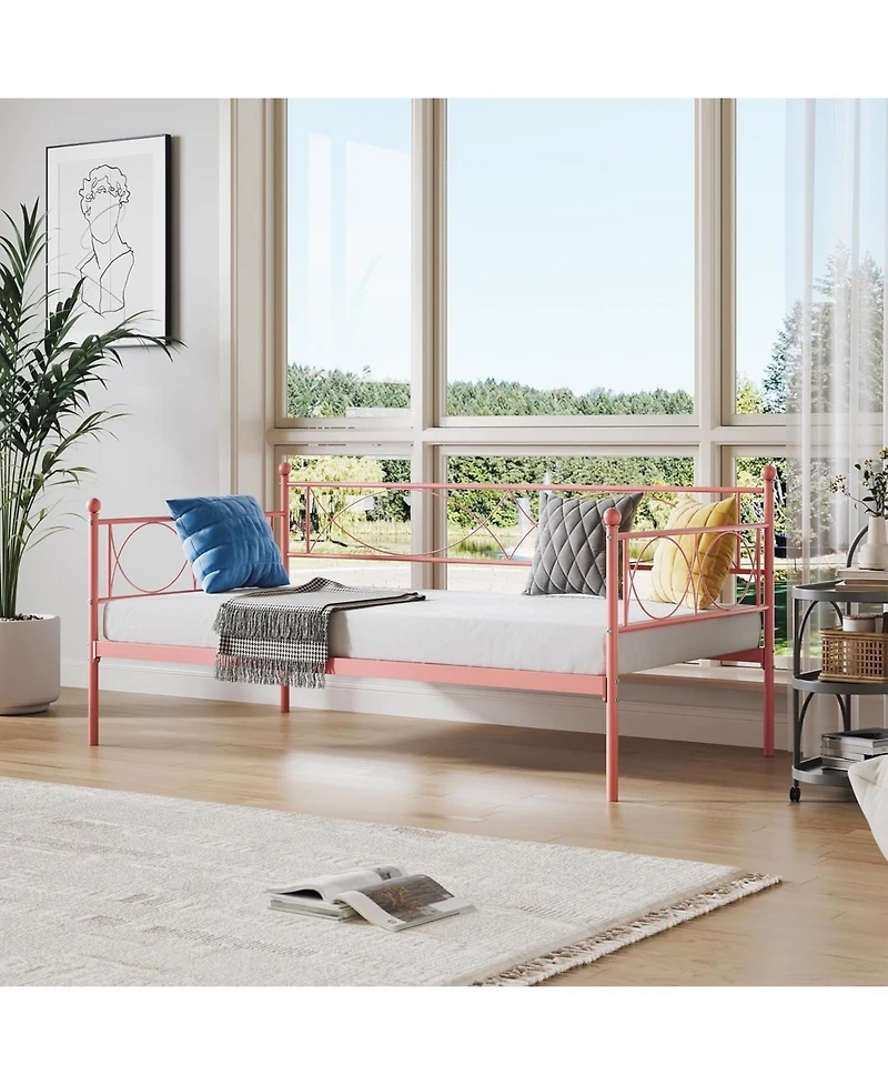 gaomon Metal Daybed with Heavy Duty Slats- Mattress Foundation Platform- Multi-Functional Sofa Bed for Living Room- Bedroom- Guest Room