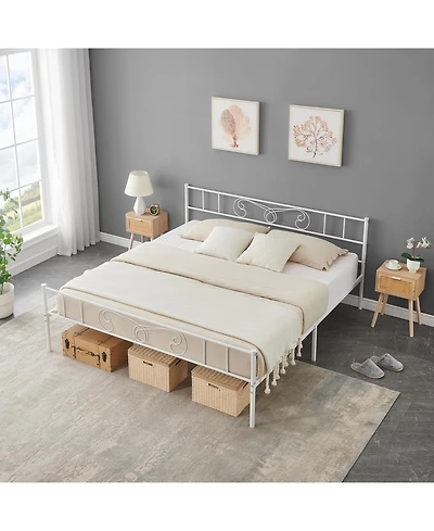 gaomon Bed Frames Headboard Footboard Metal Bed Frame Under Bed Storage No Box Spring Steel Slats Support.